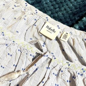 Long-sleeve embroidered pinstripe blouse